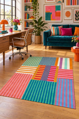 Ethnic Retro Area Rug in a office