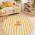 Ethnic Retro Round Area Rug – Yellow in a living room