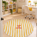 Ethnic Retro Round Area Rug – Yellow in a office