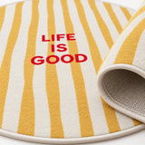 Striped Modern Round Kids Rug – Yellow – texture close-up