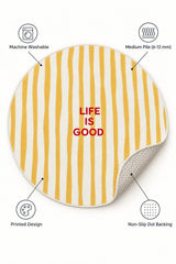 Striped Modern Round Kids Rug – Yellow – features