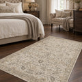 Ethnic Vintage Area Rug – Beige in a bedroom