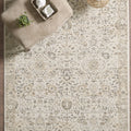 Ethnic Vintage Area Rug – Beige in a living room