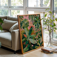Exotic Botanical Nature Print, Tropical Leaves and Jungle Greenery Wall Print, Lush Plant Art Gift Decor