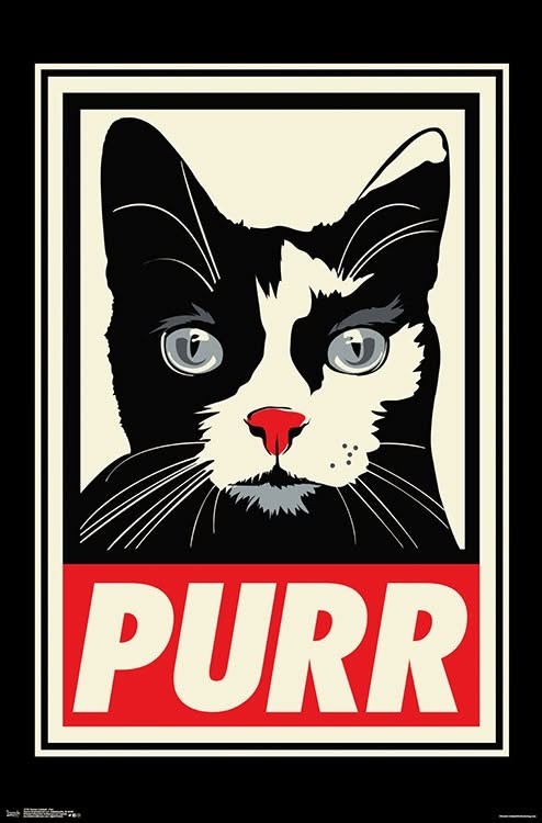 PURR Cat Pop Art Wall Print – Funny Cat Print, Vibrant Pop Fine Print, Andy Warhol Style Cat Decor