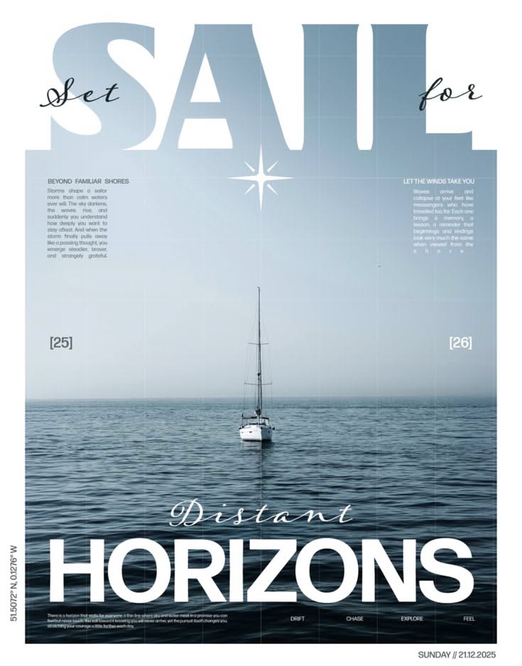 Set Sail for Distant Horizons Quote Wall Print Décor Poster – Aesthetic Motivational Print