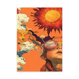 Fantasy-Surreal Retro Wall Art – Goggled Child Beneath a Fiery Sun