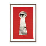 Fantasy-Surreal Vintage Pop-Art Wall Art – Eye Through a Red Keyhole