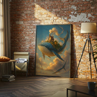 Fantasy Whale with Floating House Wall Décor Wall Poster Print