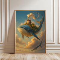 Fantasy Whale with Floating House Wall Décor Wall Poster Print