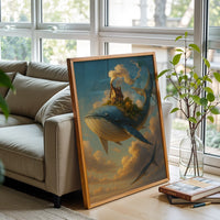 Fantasy Whale with Floating House Wall Décor Wall Poster Print