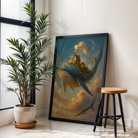 Fantasy Whale with Floating House Wall Décor Wall Poster Print