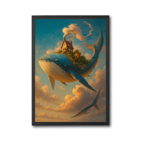 Fantasy Whale with Floating House Wall Décor Wall Poster Print