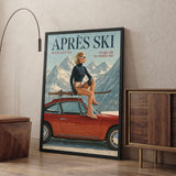 Fashion and Ski Vintage Wall Art – Retro Magazine Cover With Porsche 911