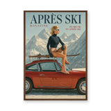 Fashion and Ski Vintage Wall Art – Retro Magazine Cover With Porsche 911