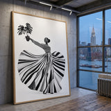 Fashion Botanical Modern Wall Art – Striped Muse Portrait Print