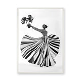 Fashion Botanical Modern Wall Art – Striped Muse Portrait Print