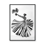 Fashion Botanical Modern Wall Art – Striped Muse Portrait Print