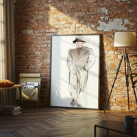 Fashion Illustration Man in Suit Aesthetic Home Wall Print Poster