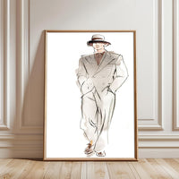 Fashion Illustration Man in Suit Aesthetic Home Wall Print Poster