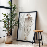 Fashion Illustration Man in Suit Aesthetic Home Wall Print Poster