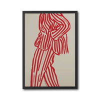 Fashion Line Art Décor Poster – Bold Red Striped Suit Expressive Wall Print, Contemporary Minimal Illustration Style Artwork for Living Room or Studio