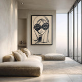 Fashion Portrait Line Art Wall Art – Woman in Oversized Sunglasses