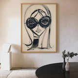 Fashion Portrait Line Art Wall Art – Woman in Oversized Sunglasses