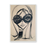 Fashion Portrait Line Art Wall Art – Woman in Oversized Sunglasses