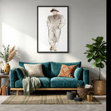 Fashion Portrait Minimalist Line Art Wall Art – Suited Man Sketch
