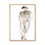 Fashion Portrait Minimalist Line Art Wall Art – Suited Man Sketch
