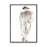 Fashion Portrait Minimalist Line Art Wall Art – Suited Man Sketch