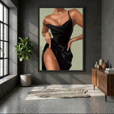 Fashion Portrait Modern Minimalist Wall Art – Black Dress Illustration