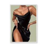 Fashion Portrait Modern Minimalist Wall Art – Black Dress Illustration