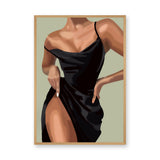 Fashion Portrait Modern Minimalist Wall Art – Black Dress Illustration
