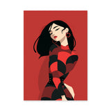 Fashion Portrait Modern Pop-Art Wall Art – Red Woman Graphic Print