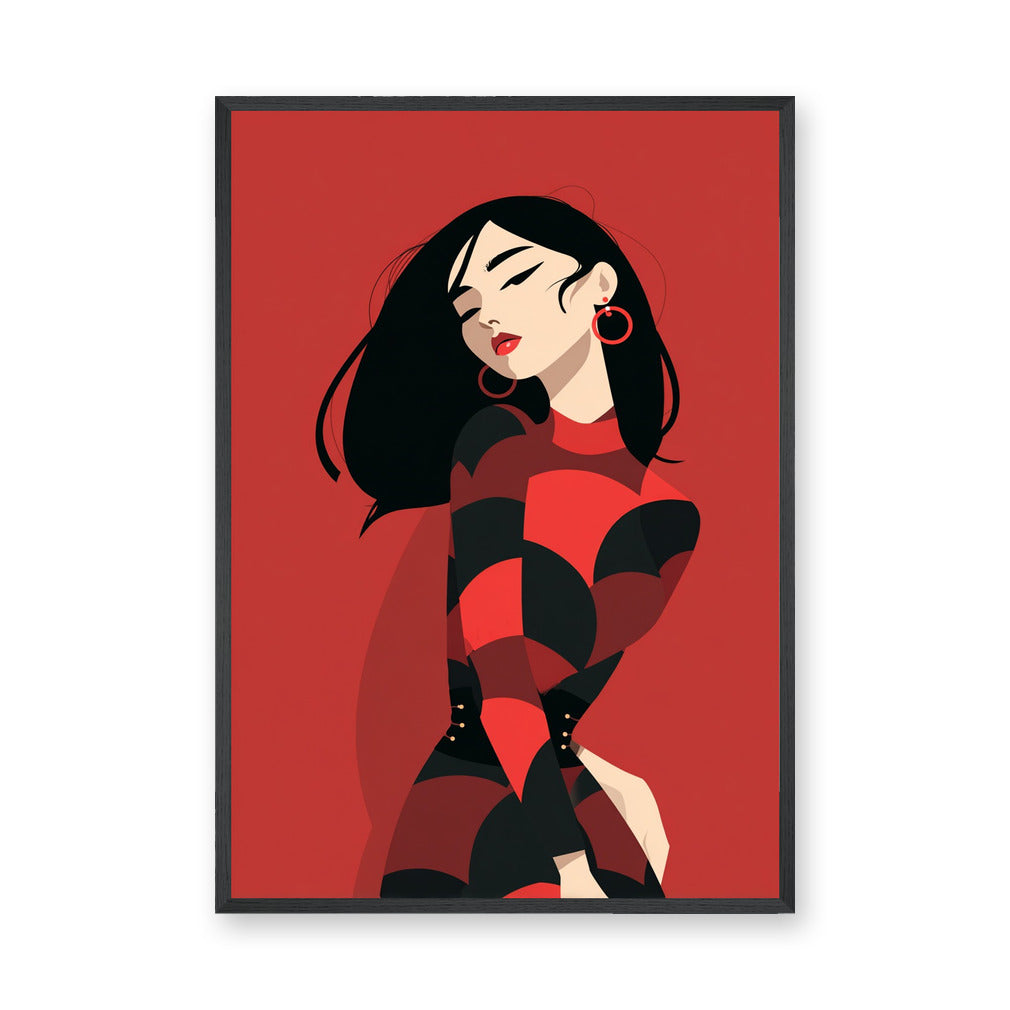 Fashion Portrait Modern Pop-Art Wall Art – Red Woman Graphic Print
