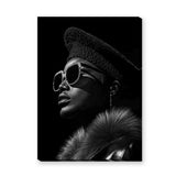 Fashion Portrait Modern Wall Art – Black-and-White Profile with Sunglasses