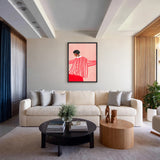 Fashion Portrait Modern Wall Art – Red Striped Portrait on Pink