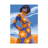 Fashion Portrait Retro Pop Art Wall Art – Stylish Woman in Floral Dress