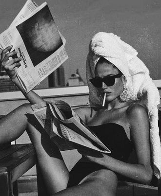Fashion Portrait Vintage Wall Art – Poolside Newspaper Glamour