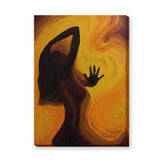 Female Silhouette Abstract Wall Art – Swirling Orange Figure Print