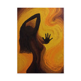Female Silhouette Abstract Wall Art – Swirling Orange Figure Print