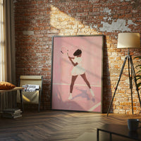 Female Tennis Player Aesthetic Painting Print, Sport Wall Print