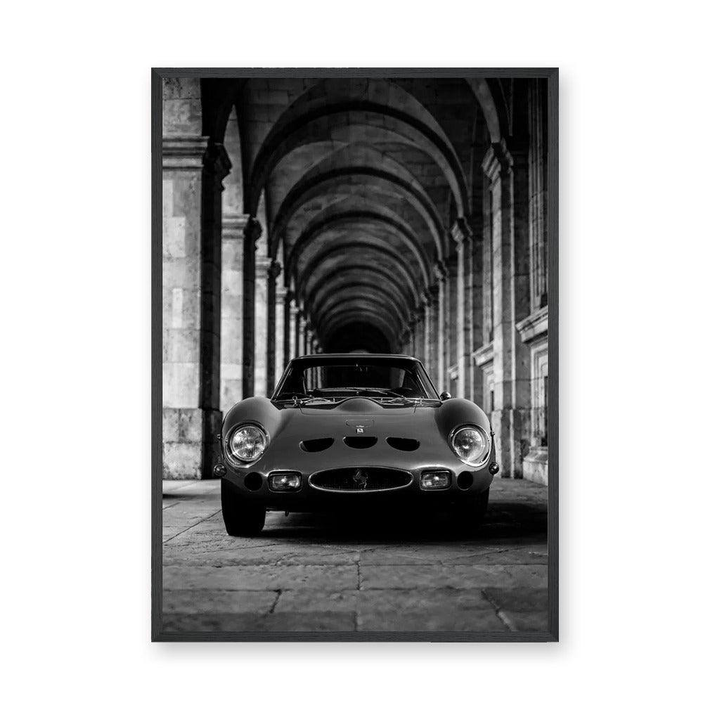 Ferrari 250 GTO Vintage Wall Art – Black and White Arcade Photograph