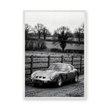 Ferrari 250 GTO Vintage Wall Art – Black and White Countryside Photo