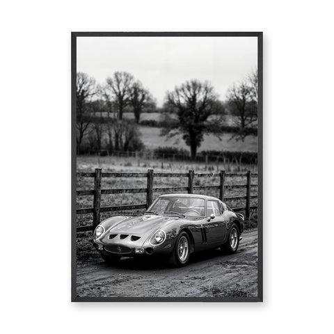 Ferrari 250 GTO Vintage Wall Art – Black and White Countryside Photo