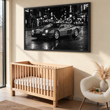Ferrari Testarossa Retro Wall Art – Rainy City Night Photograph