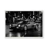 Ferrari Testarossa Retro Wall Art – Rainy City Night Photograph