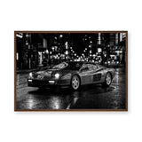 Ferrari Testarossa Retro Wall Art – Rainy City Night Photograph